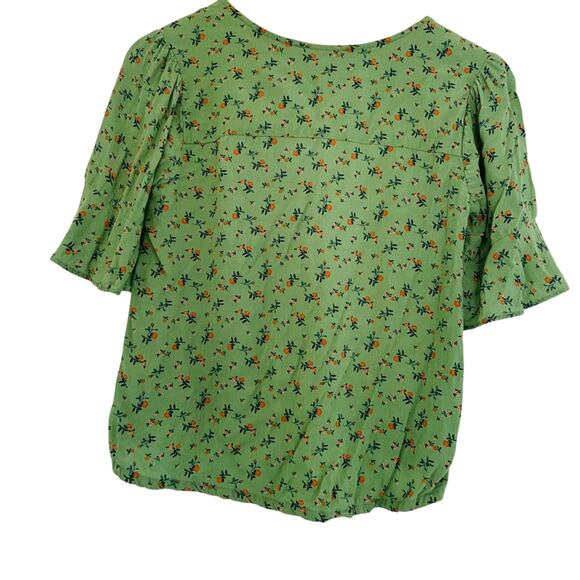 Sanctuary Garden Wrap Floral Top Green V Neck Blouse Size XXS - Picture 3 of 10